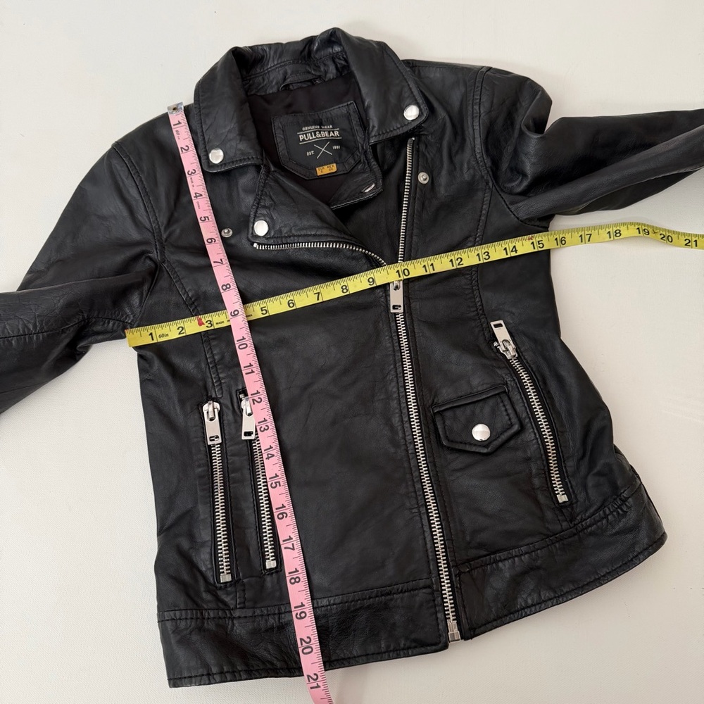 PULL&BEAR Genuine leather moto biker jacket - Picture 5 of 6